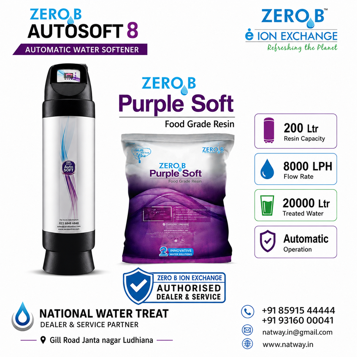 Zero B AutoSoft-8 Automatic Water Softener 8000 LPH